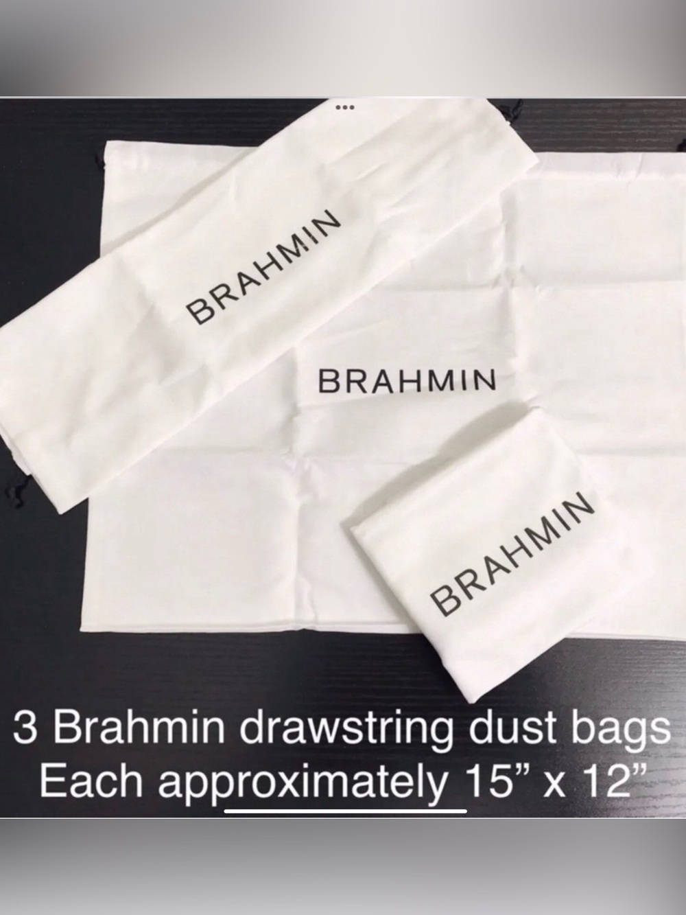 Set of 3 Brahmin Drawstring Storage Dust Bags ea. approx. 15" x 12" NWOT
